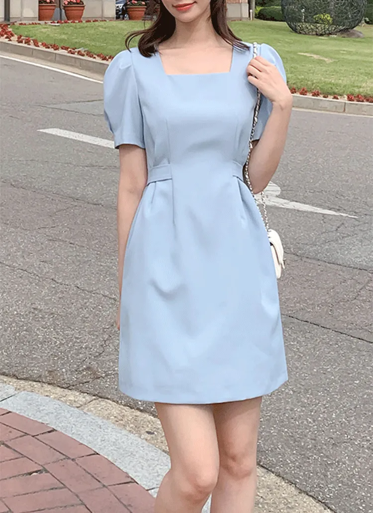 【ROKSANDA】 水色 ボリューム袖 バックリボン Vネック ワンピース ▶︎【ROKSANDA】 水色 ボリューム袖 バックリボン Vネック