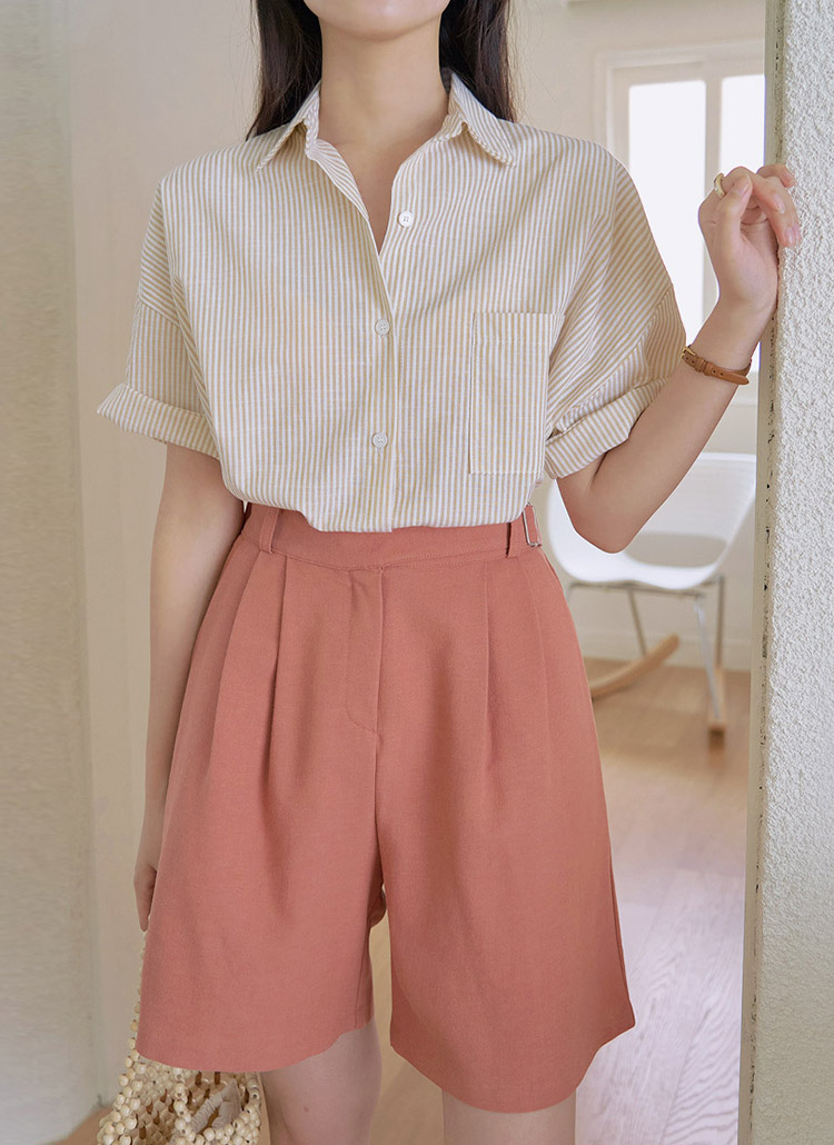 ワンポケットストライプ半袖シャツ P ブラウス シャツ レディースファッション通販 Dholic ディーホリック