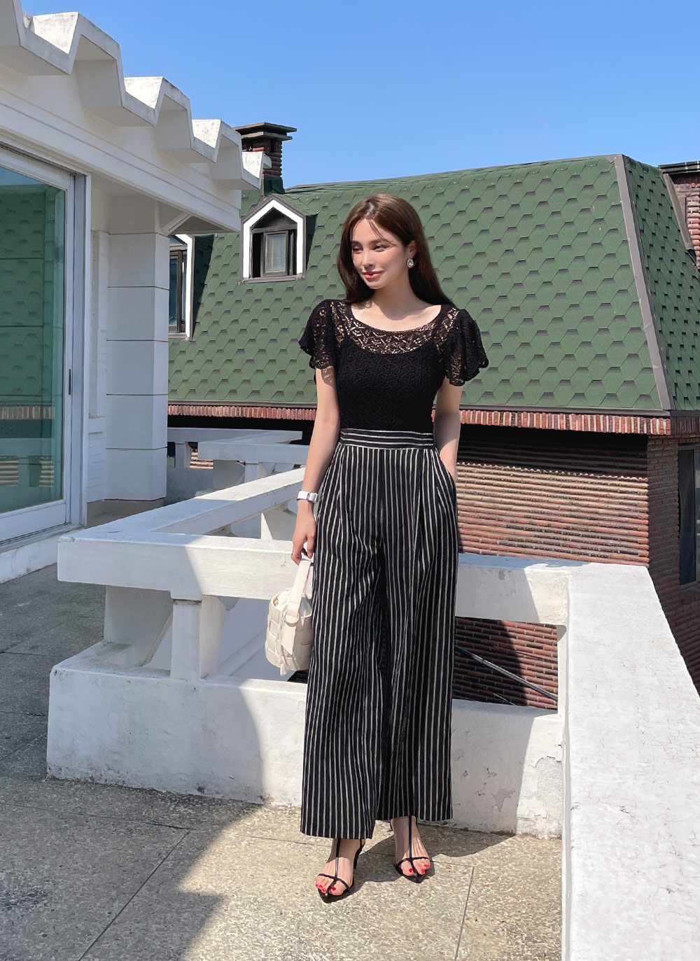 ストライプワイドパンツ・全2色 | レディースファッション通販