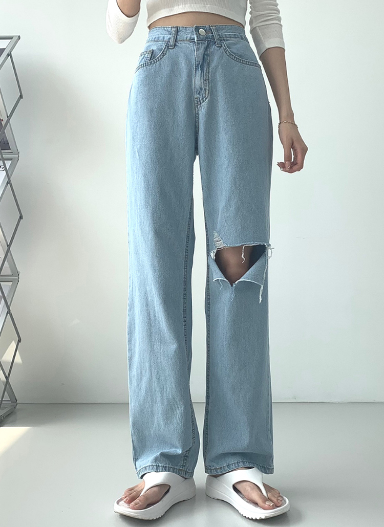 カットアウトワイドデニムパンツ | レディースファッション通販 - DHOLIC