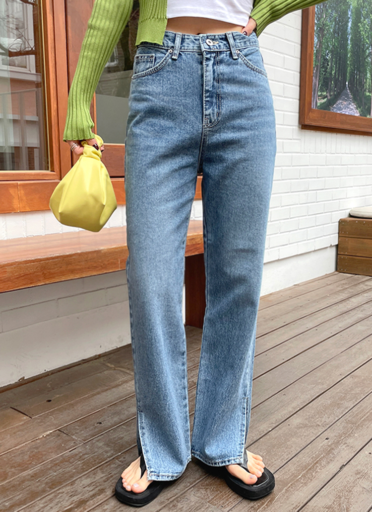 SATUR ストレートデニムパンツ 青｜ファッション