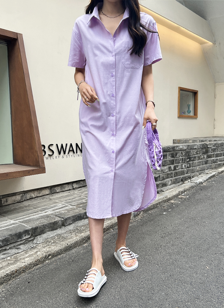 ワンポケリネン混半袖シャツワンピース レディースファッション通販 Dholic