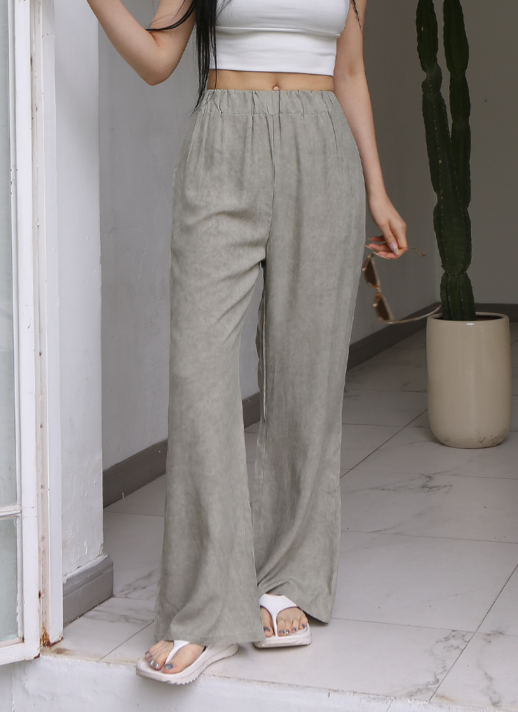 リネン混ウエストゴムワイドパンツ P34 レディースファッション通販 Dholic 公式