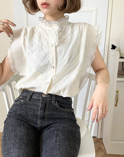 frill lace blouse（ブラウス/ブラウス）| 1016_kanako | 東京ガールズマーケット