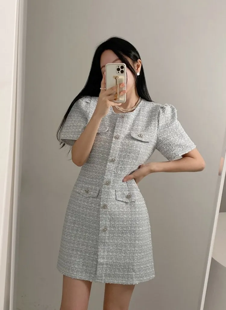 半袖ツイードワンピース | レディースファッション通販 - DHOLIC