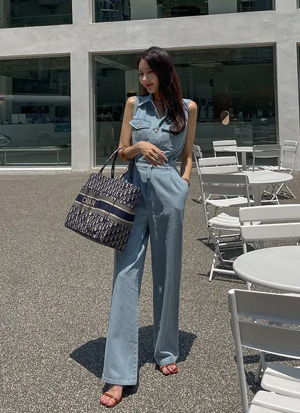 ノースリーブデニムオールインワン | レディースファッション通販 - DHOLIC 