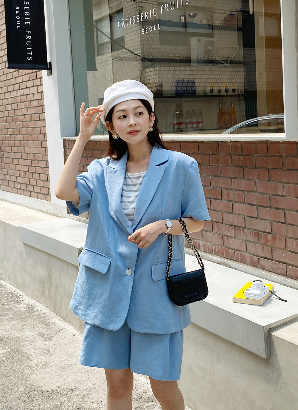 なのでノー Dholic リネンルーズフィット半袖ジャケット全3色 レディース服 しておりま