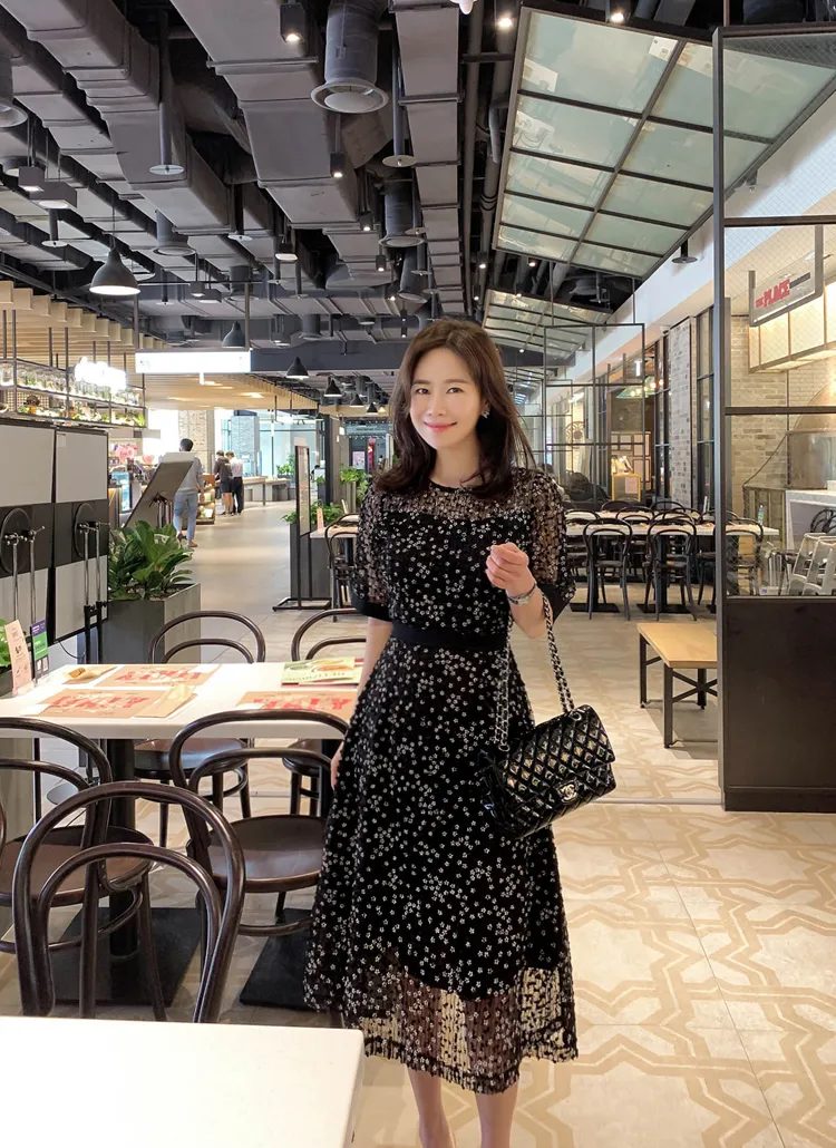 フラワーレースワンピース | レディースファッション通販 - DHOLIC 