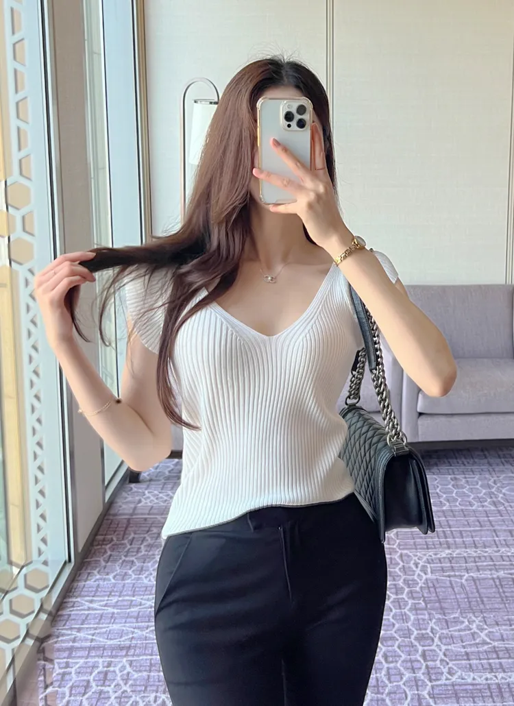 ショートスリーブアクリルリブニット | highclassic | 詳細画像1