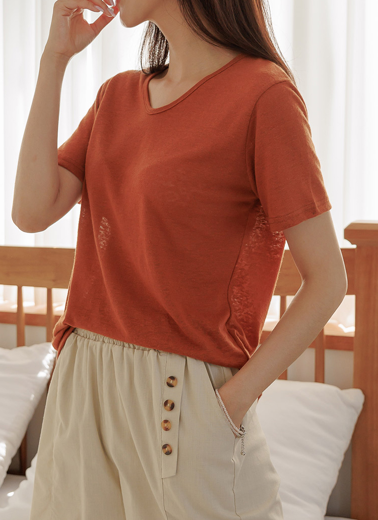なサイズ イロ レディース Tシャツ トップス リネン Tシャツ Blue Flax Light Linen Asty デザイン Shineray Com Br