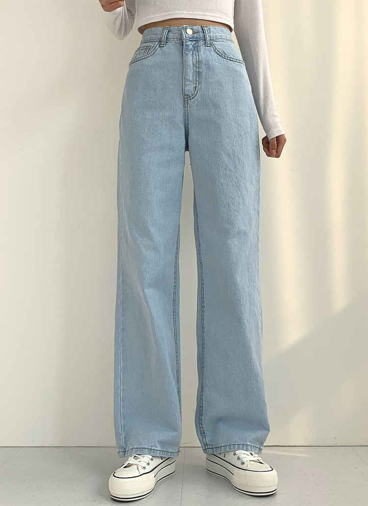 ライトブルー デニム ワイドパンツ サイズ36 ライトブルーワイドデニムパンツ | レディースファッション通販 - DHOLIC