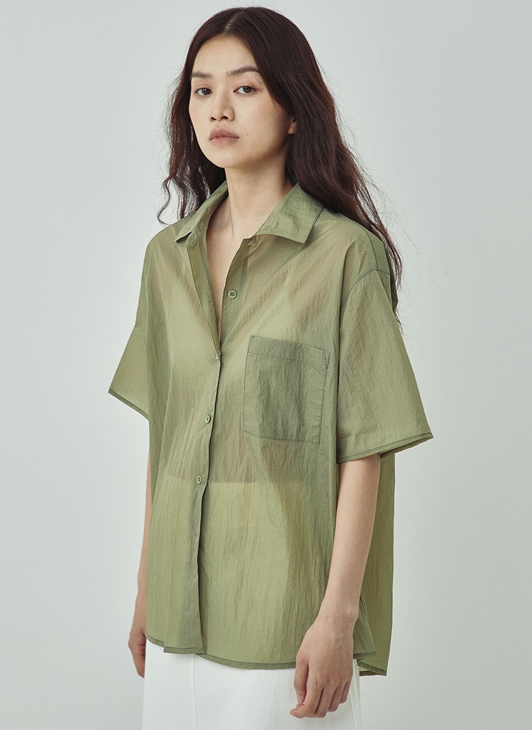 ナイロン半袖シャツ(カーキ) | レディースファッション通販 - DHOLIC