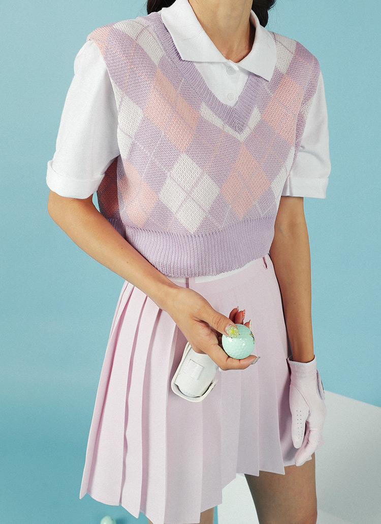 アーガイルクロップドニットベスト 全5色 T ゴルフ トップ レディースファッション通販 Dholic ディーホリック