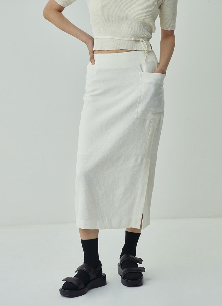 BEIGE. アイボリー タイトスカート ポケット付き スリットポケットスカート(アイボリー) | レディース