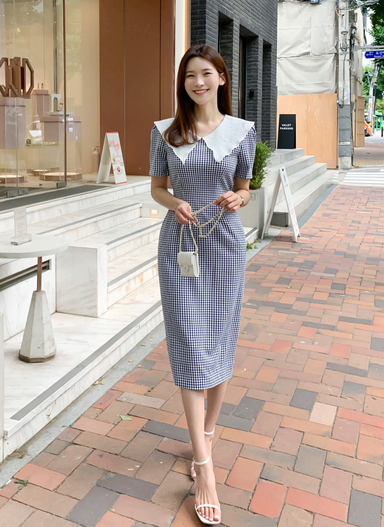 配色カラーギンガムチェックワンピース | レディースファッション通販
