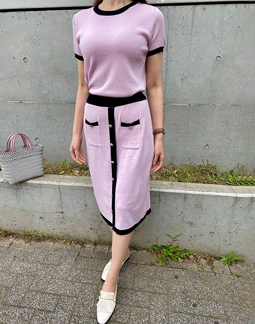 クラシカル配色サマーニットセットアップ（セット/スカート）| _emu0205_ | 東京ガールズマーケット