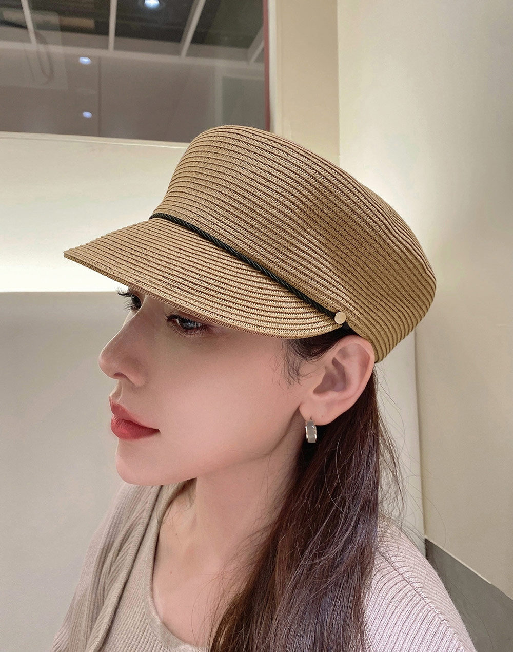 美品 ザ フール ラム スエード レザー 8パネル キャスケット ベージュ M 美品 ザ フール ラム スエード レザー 8パネル キャスケット ベージュ