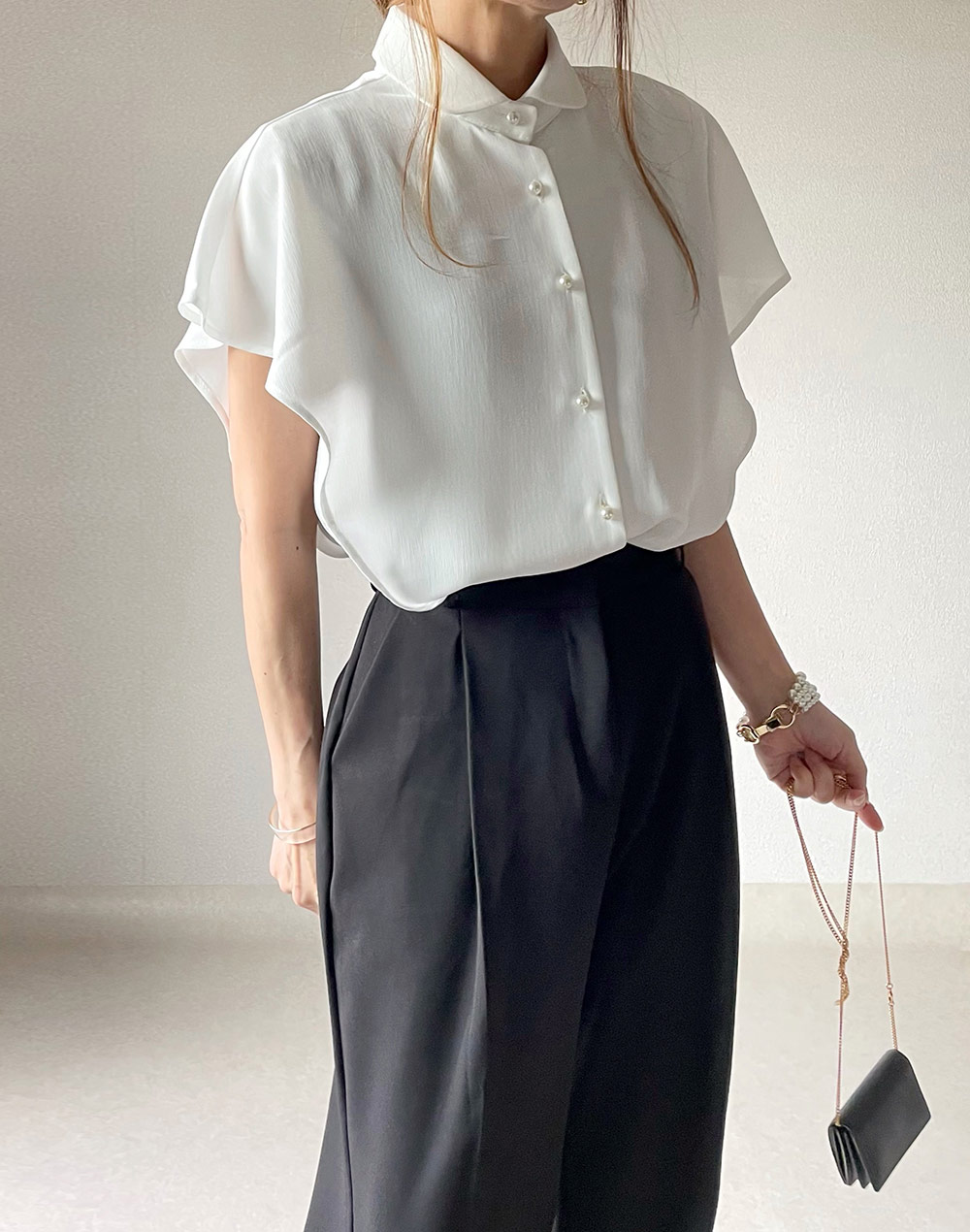 美品 ナラカミーチェ フリルカラー プラストロン 美シルエット フレア 