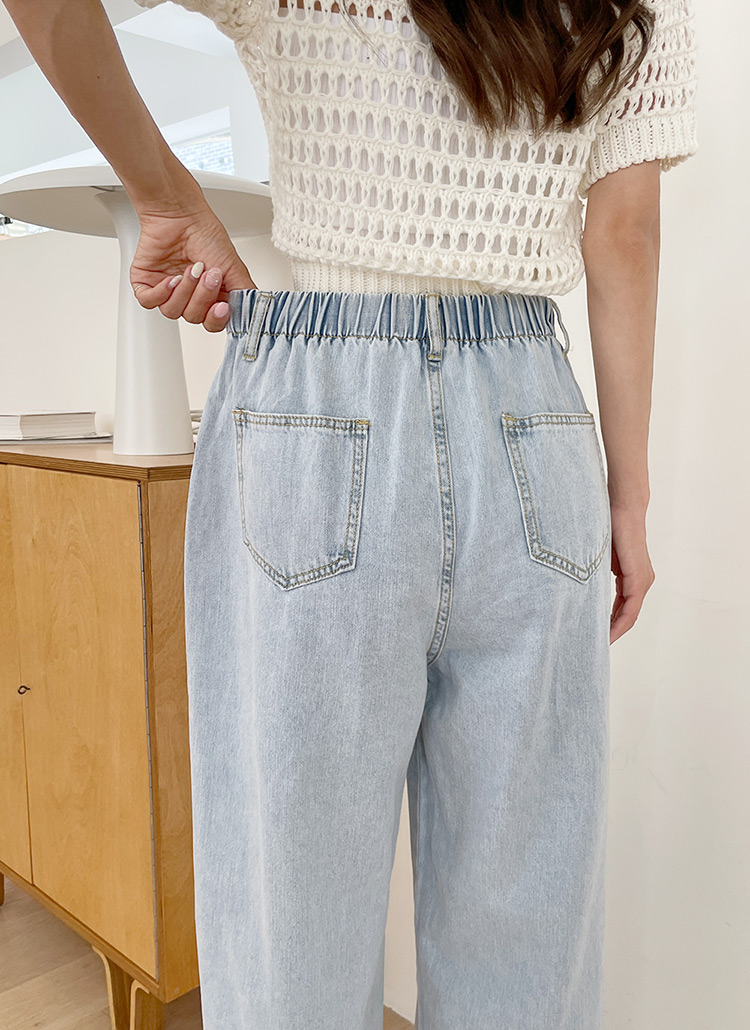 バックゴムストレートデニムパンツ 全2色 レディースファッション通販 Dholic