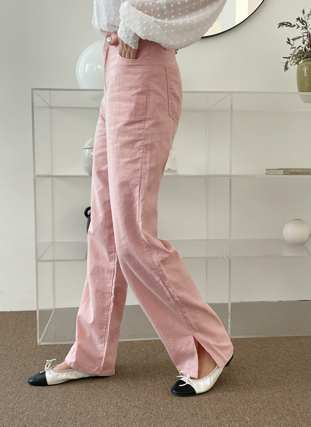 リネン混ストレートパンツ・全3色 | レディースファッション通販