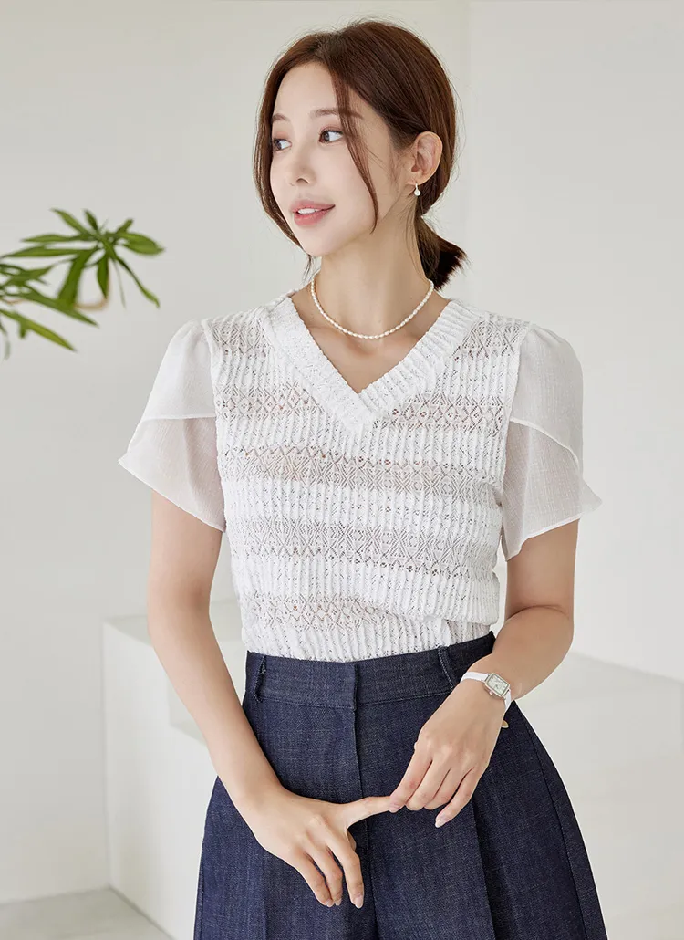 シーアスリーブVネックTシャツ | styleonme | 詳細画像1