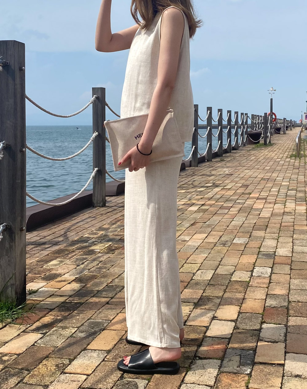 リネン混ノースリーブセットアップ | レディースファッション通販 - DHOLIC