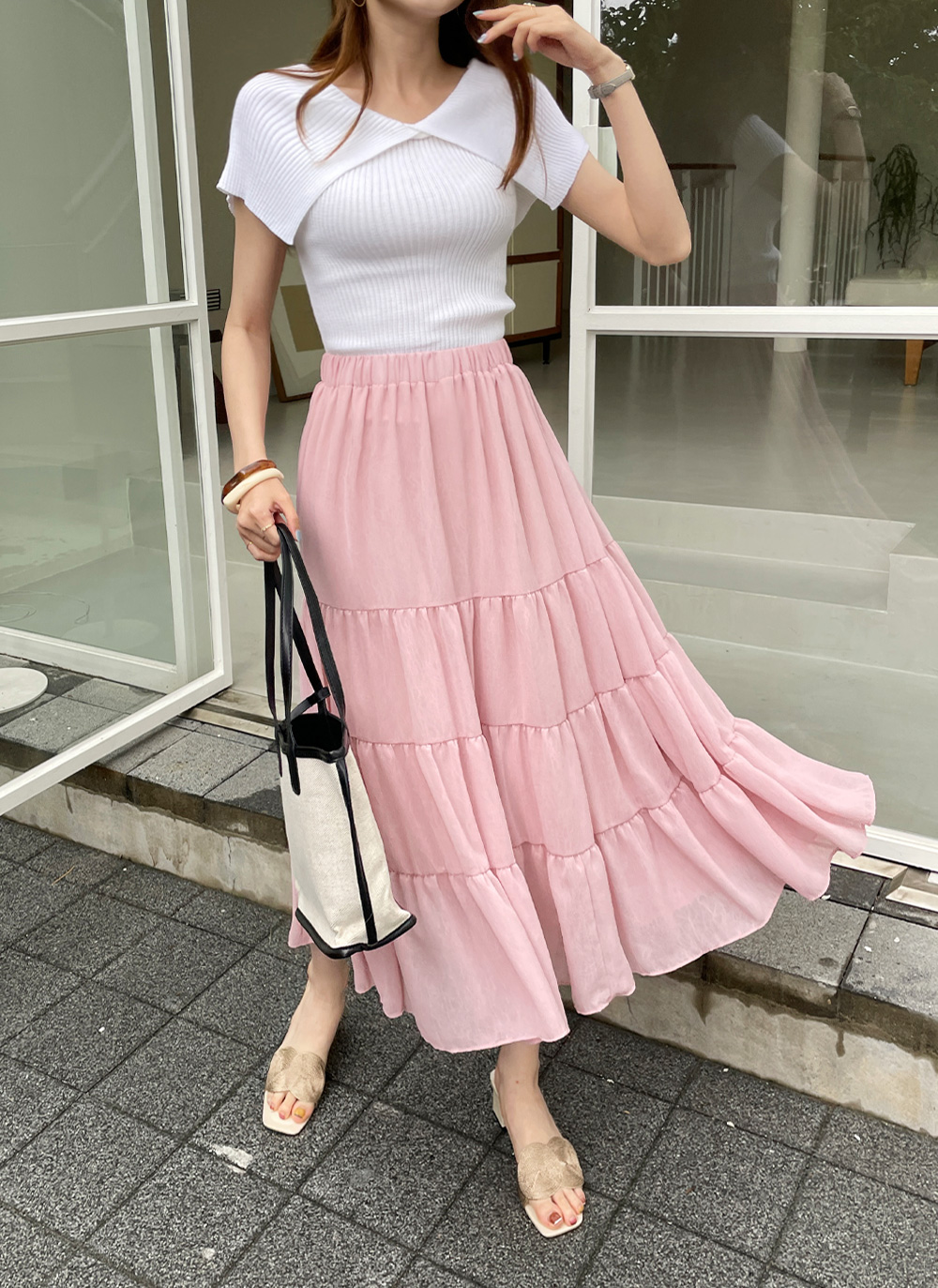 【snidel】極美品 コットンシフォンティアードスカート ピンク 00 snidel】極美品 コットンシフォンティアードスカート ピンク 00