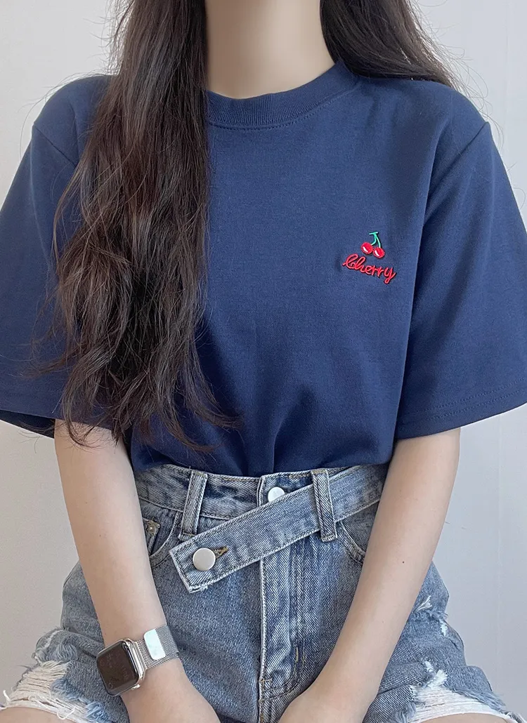 cherry刺繍ハーフスリーブTシャツ | ddaygirl | 詳細画像1