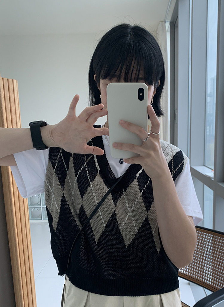 クロップドアーガイルニットベスト レディースファッション通販 Dholic 公式