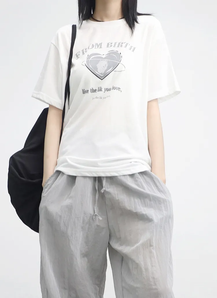 美品】ププラ Tシャツ ティーシャツ ハートモチーフ トップス グレー 