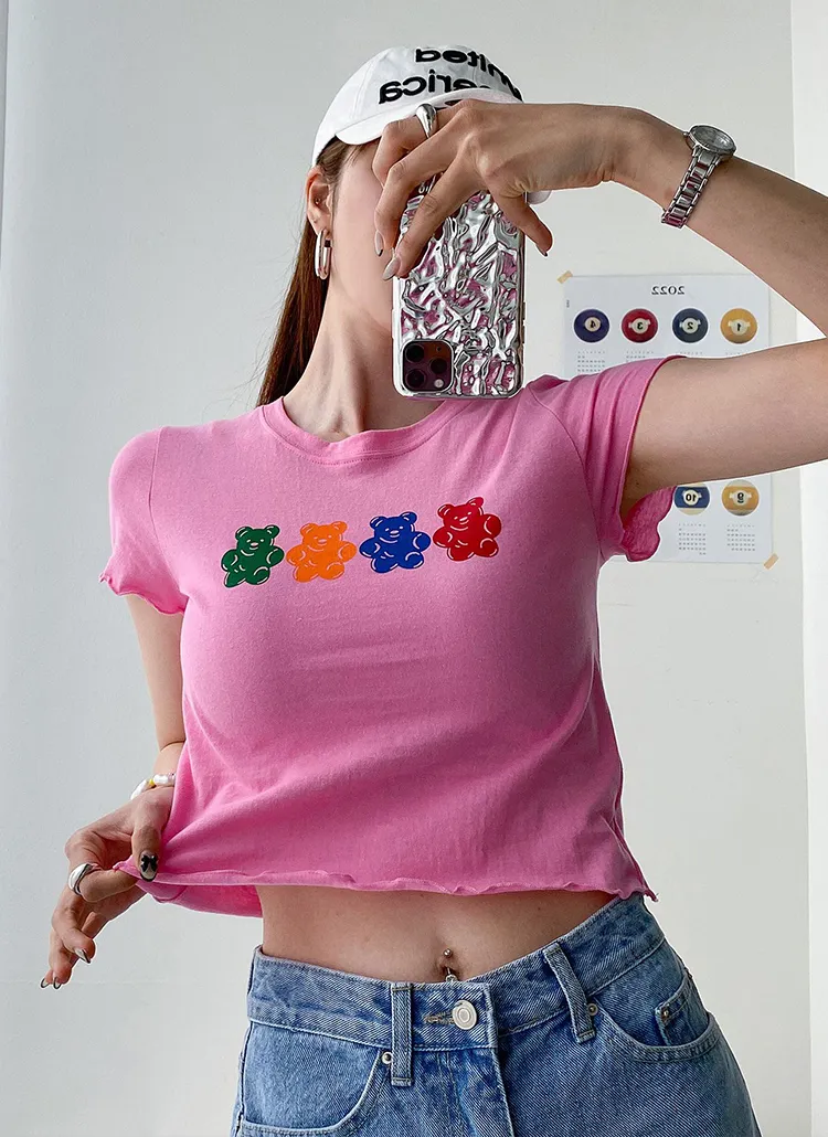 メロウヘムカラフルベアーTシャツ | ppgirl | 詳細画像1