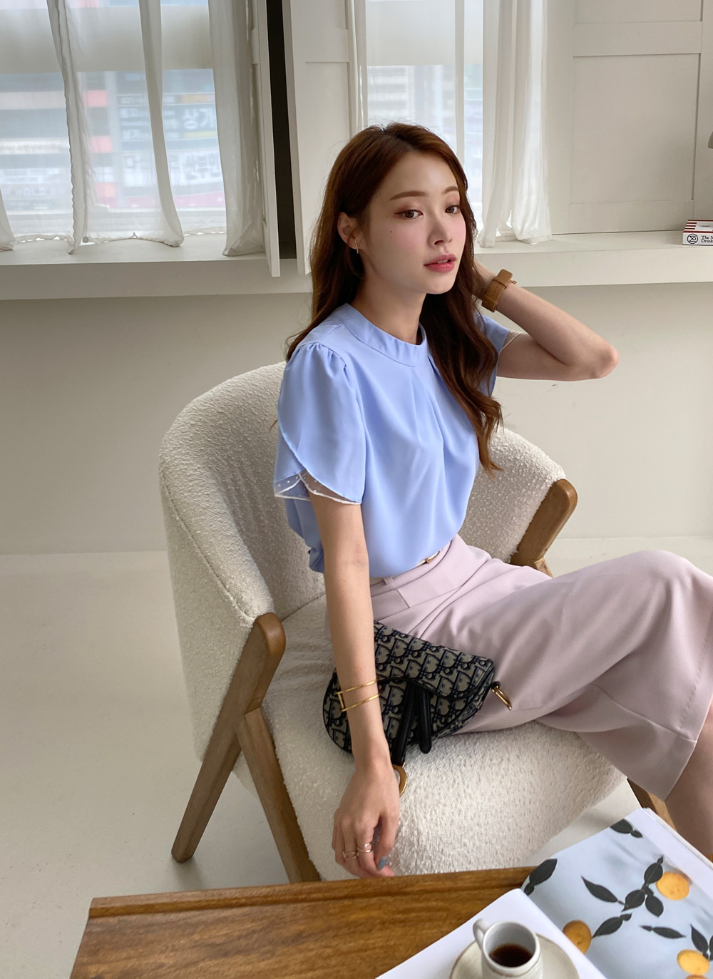 ドットレーススリーブブラウス・全3色 | レディースファッション通販