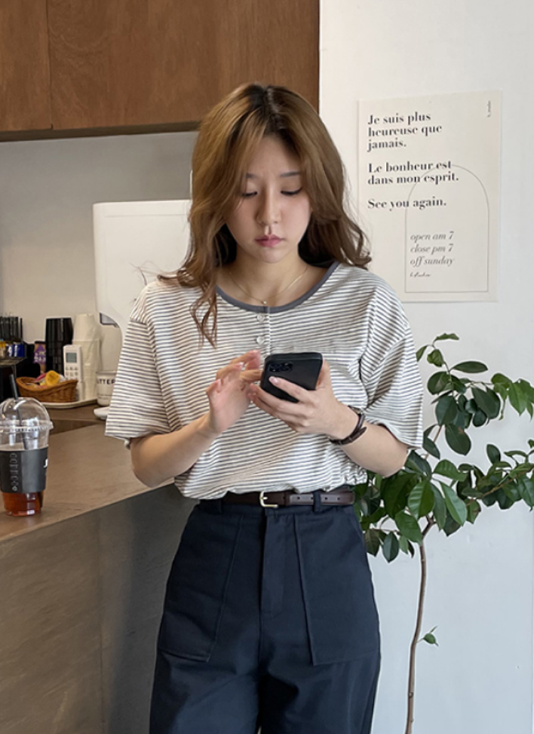 ヘンリーネックボーダーtシャツ レディースファッション通販 Dholic 公式