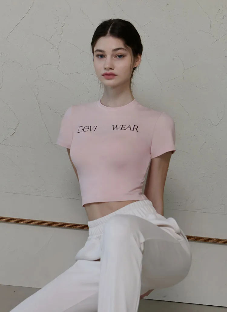 レタリングクロップドTシャツ(Salmon pink) | DEVIWEAR | 詳細画像1
