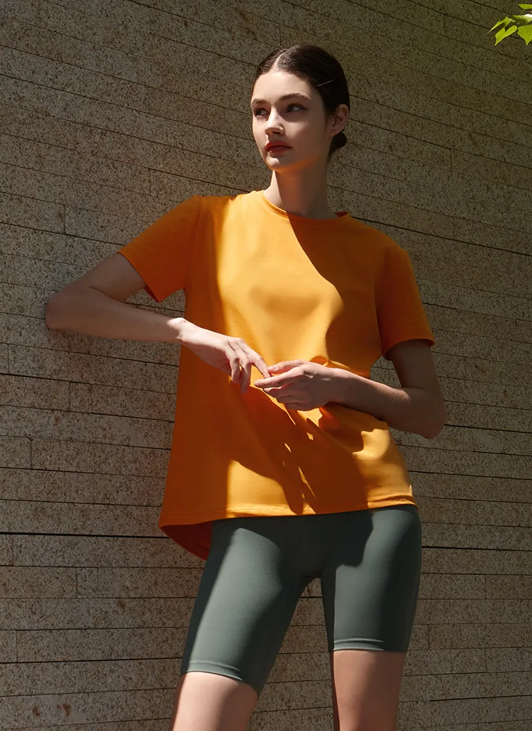 アンバランスヘム半袖Tシャツ(Orange) | DEVIWEAR | 詳細画像1