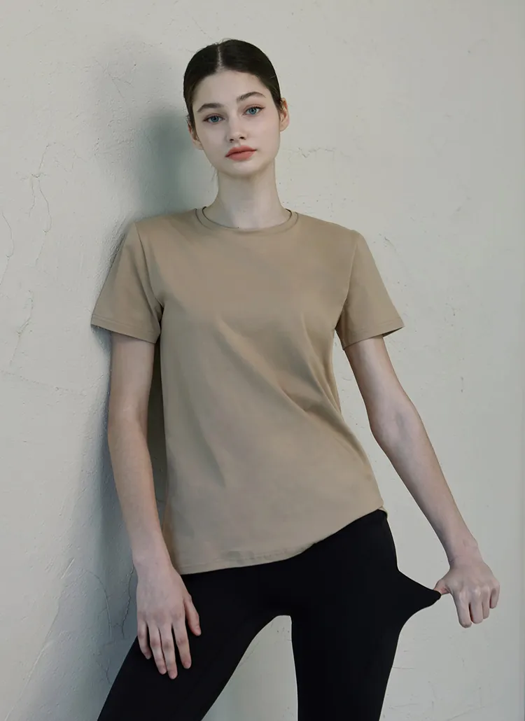 アンバランスヘム半袖Tシャツ(beige) | 詳細画像1