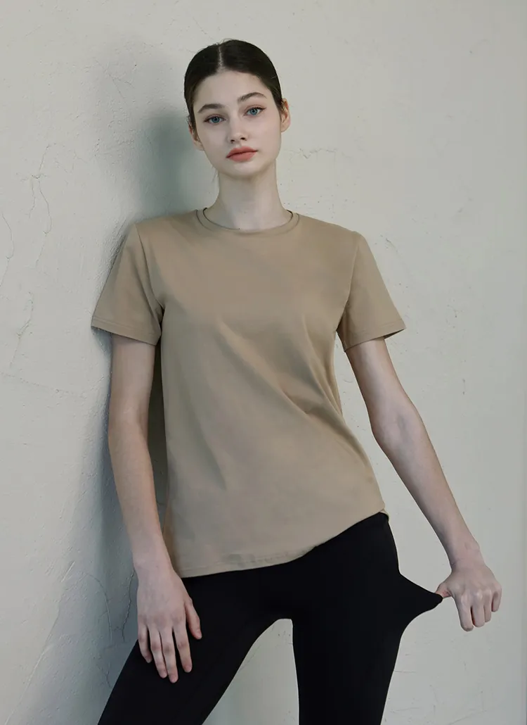 アンバランスヘム半袖Tシャツ(beige) | DEVIWEAR | 詳細画像1