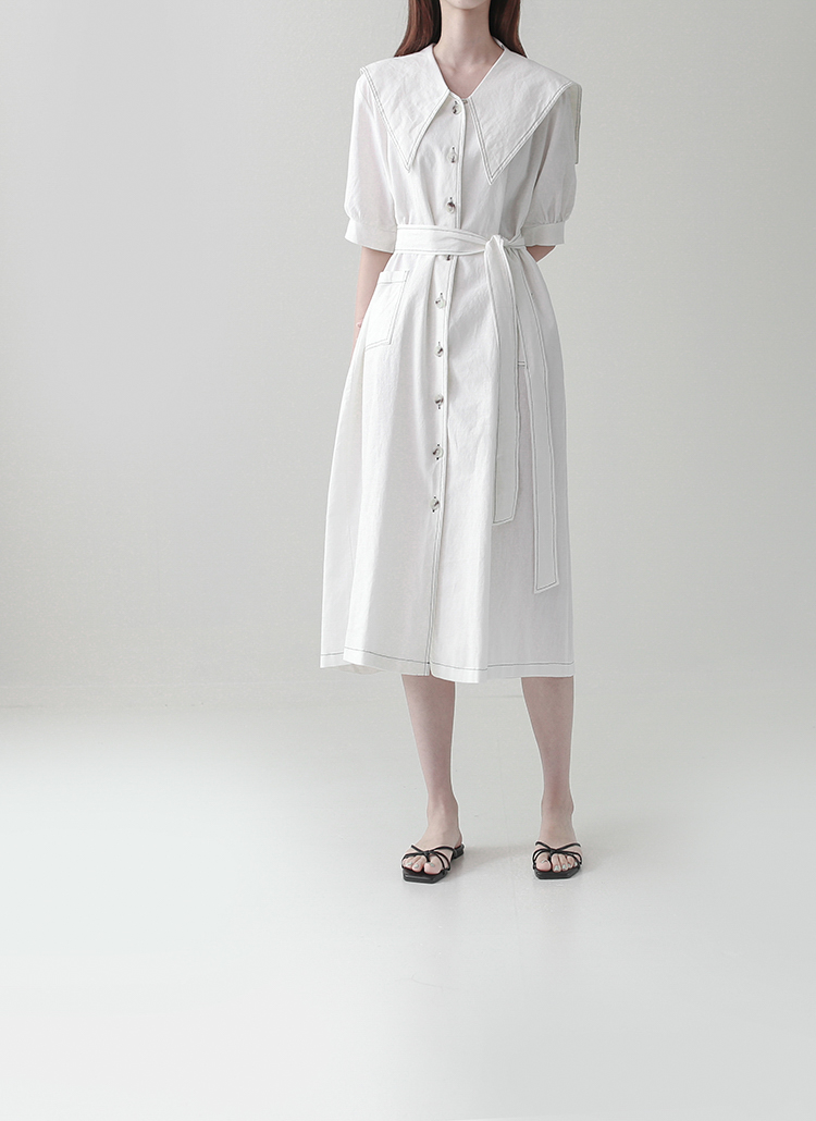 ストラップ付ワイドカラーステッチワンピース P ワンピース シャツワンピース レディースファッション通販 Dholic ディーホリック