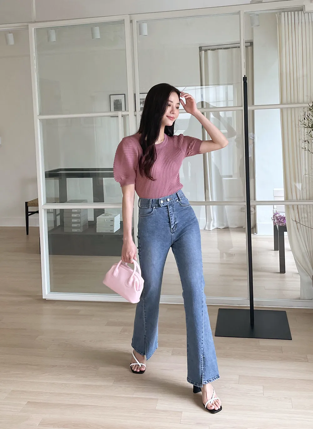 クレドナ☆スリットフレアデニムとワンウォッシュスリットフレアデニム  