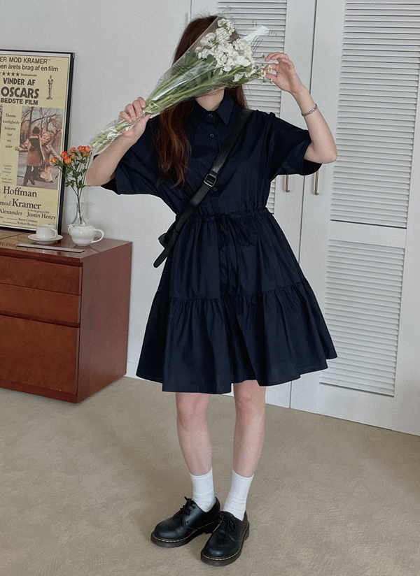 【美品】半袖ドロストシャツワンピース セール】ドロストシャツワンピース（ワンピース）｜NOLLEY'S