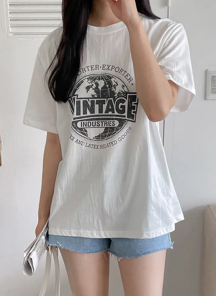 ビンテージ風サークルロゴTシャツ | レディースファッション通販 - DHOLIC