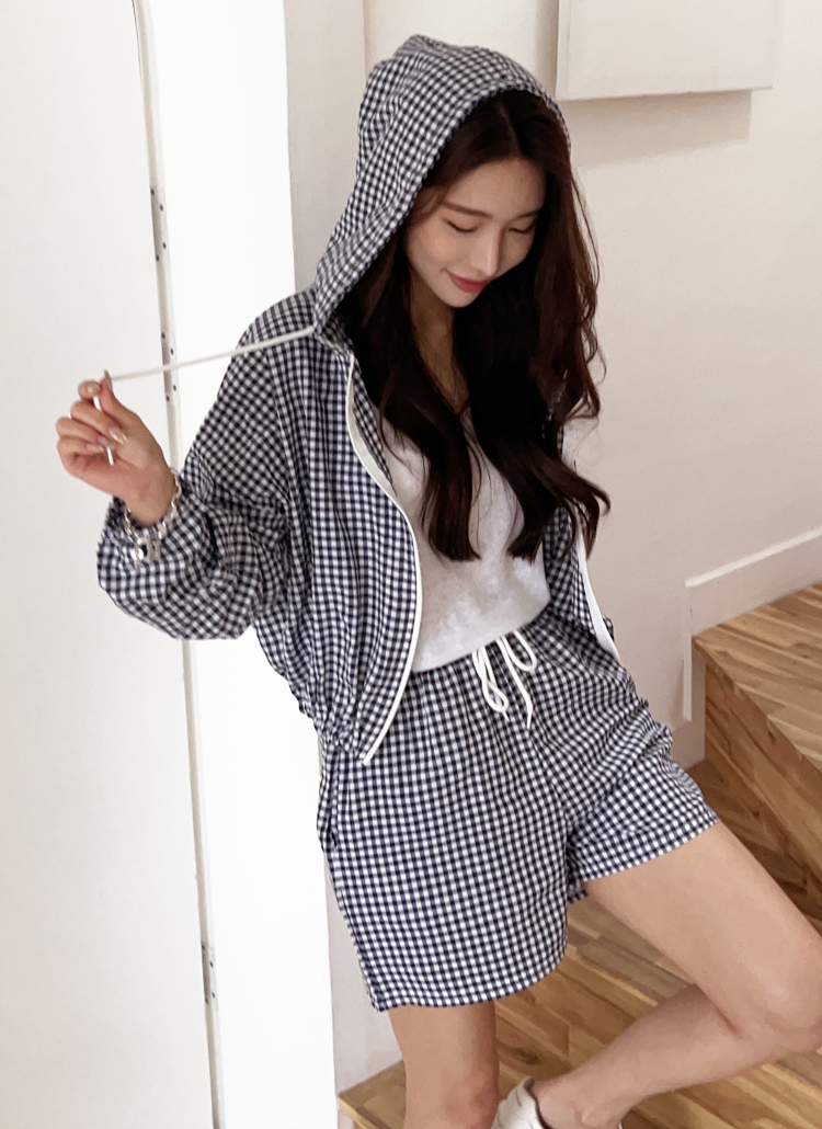 ギンガムチェックマウンテンパーカー上下SET | レディースファッション