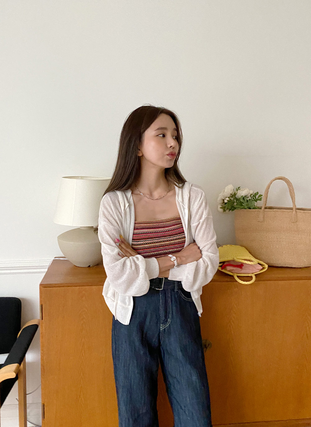 リネン混ジップアップパーカー・全4色 | レディースファッション