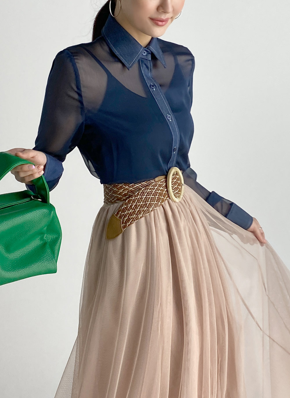 シースルーデニムシャツ・全2色 | レディースファッション通販 - DHOLIC