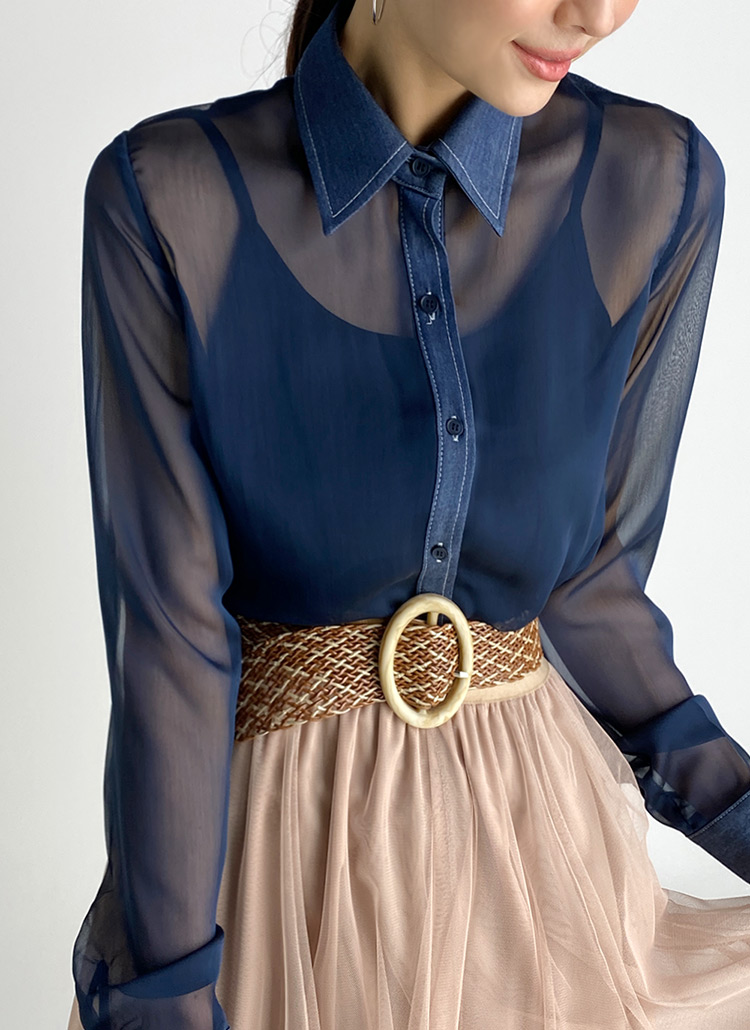 シースルーデニムシャツ 全2色 レディースファッション通販 Dholic 公式