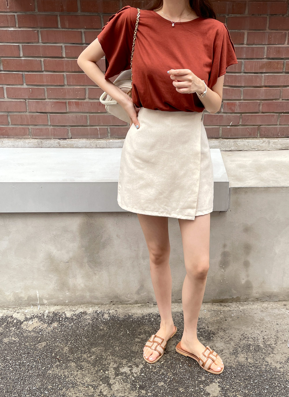 リネン混ショートスカートパンツ・全5色 | DHOLIC | 詳細画像10