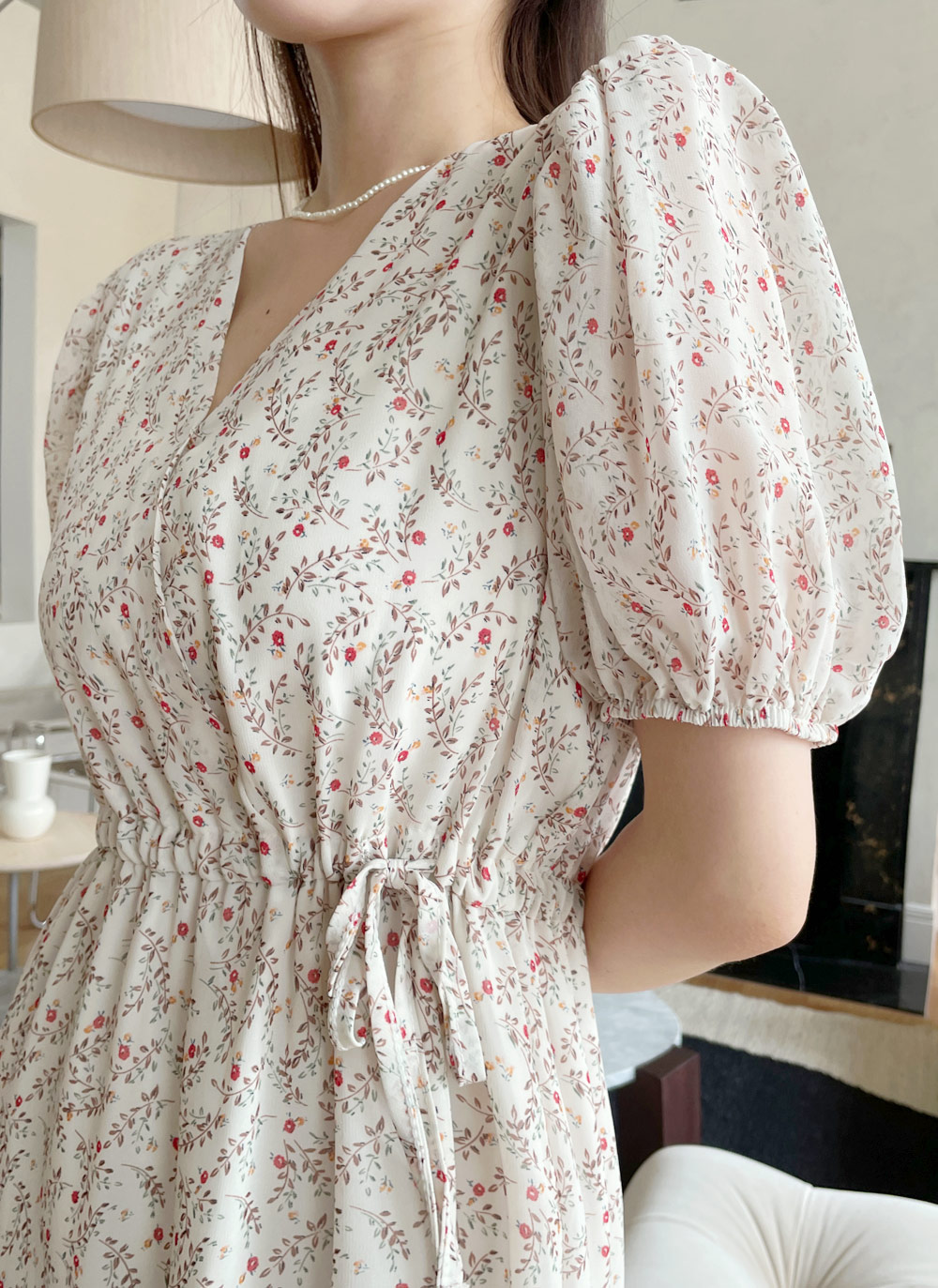 ストリング付小花柄カシュクールワンピース | レディース ストリング付小花柄カシュクールワンピース | レディース
