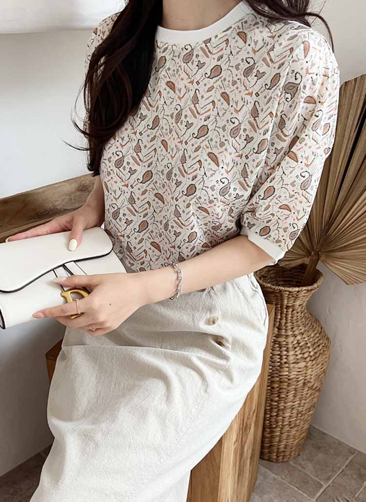 ペイズリー柄半袖ブラウス | レディースファッション通販 - DHOLIC