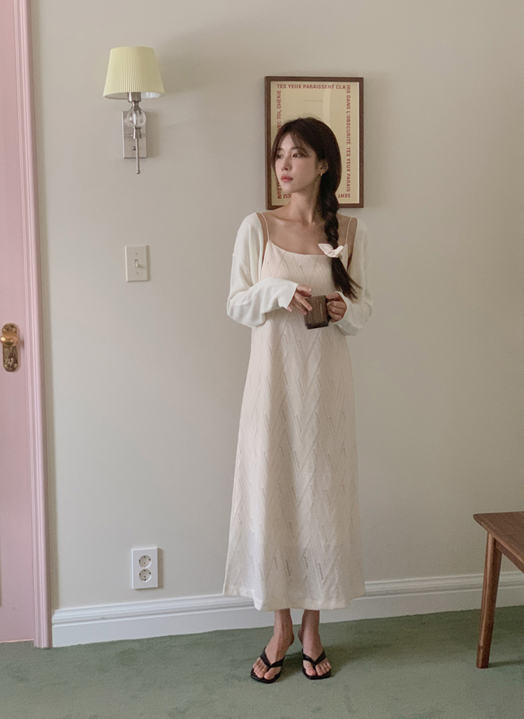 AnMille レースストラップキャミワンピース オフホワイト AnMille レースストラップキャミワンピース オフホワイト レース