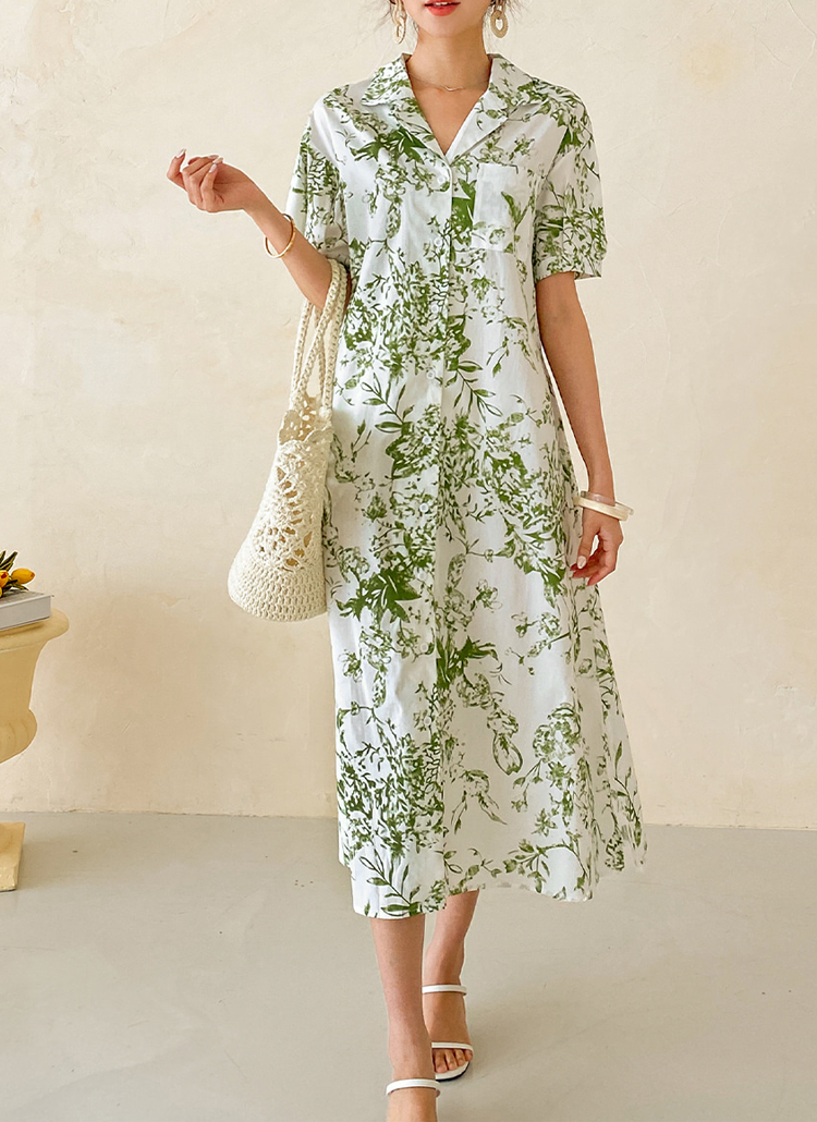 ストラップ付パターン開襟ワンピース P ワンピース ロングワンピース レディースファッション通販 Dholic ディーホリック